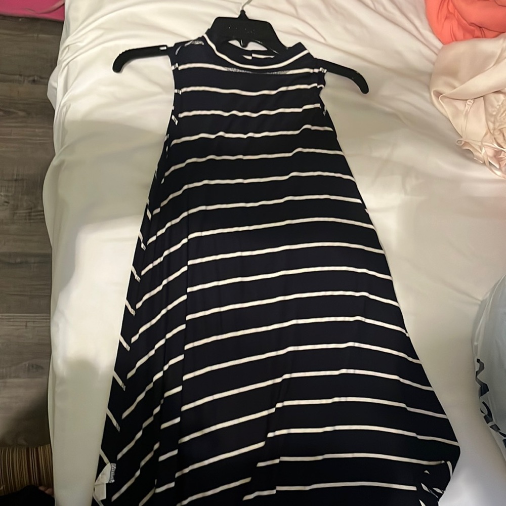 Halter striped black and white dress